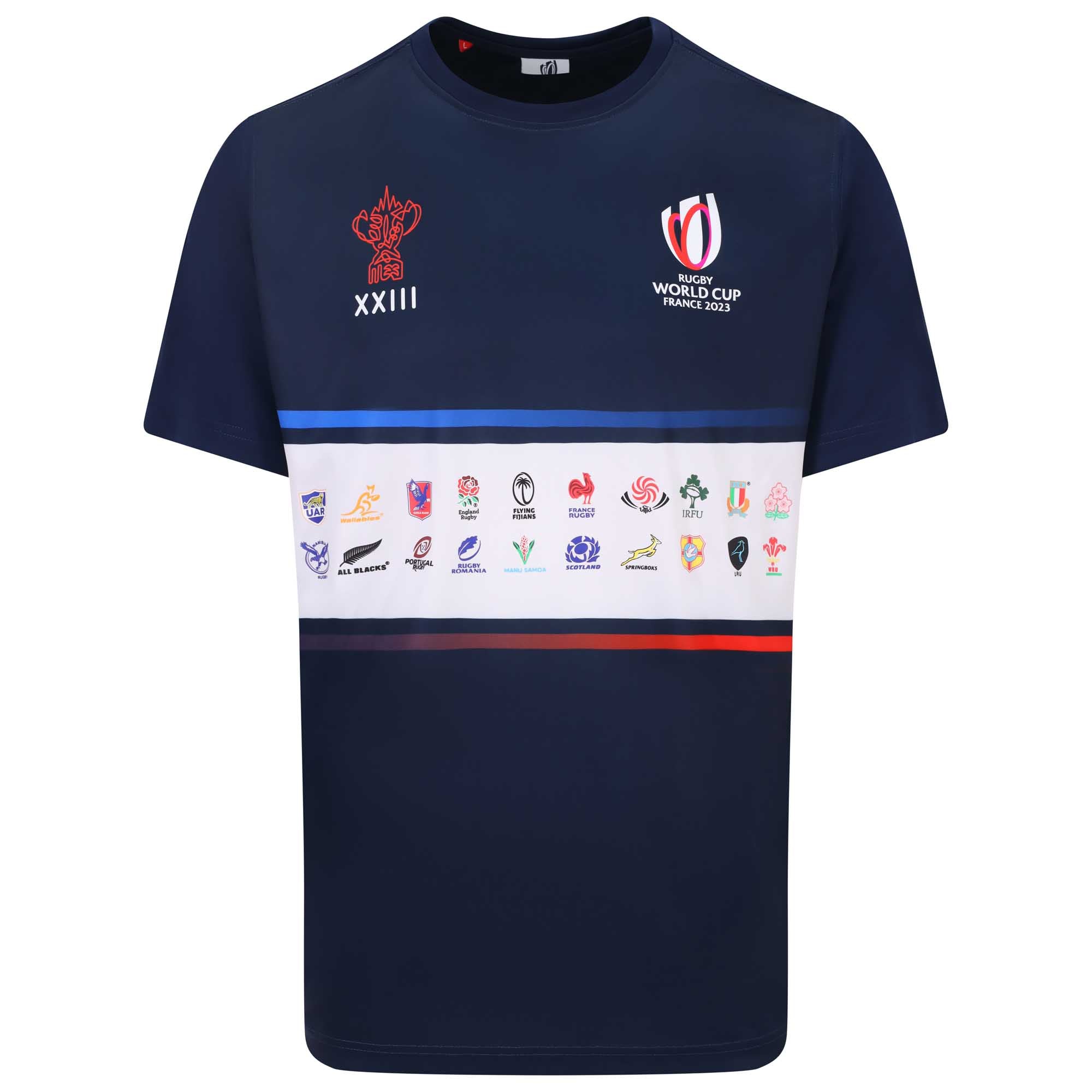 20 Unions Stripe Poly T-Shirt - Navy – Official Rugby World Cup 2023 Shop