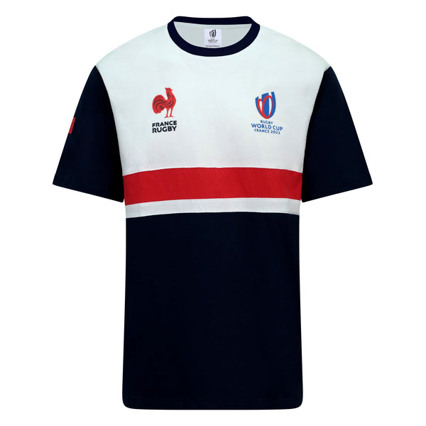 France Rugby T-Shirt, Coupe du Monde de Rugby 2023 - Bleu Marine et Blanc